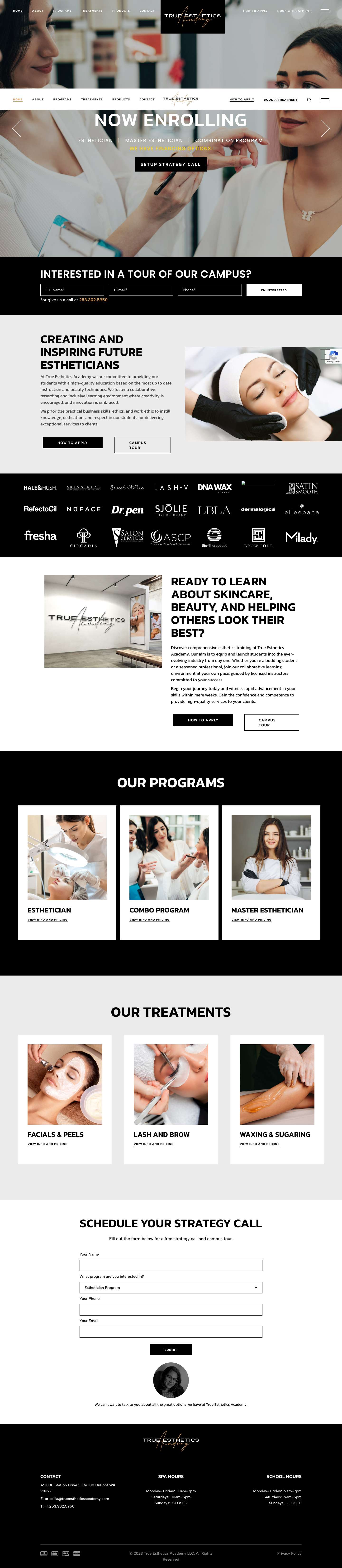 True Esthetics Academy | Start Your Career Today in Esthetics | Discounted Spa Services! - Full Screenshot