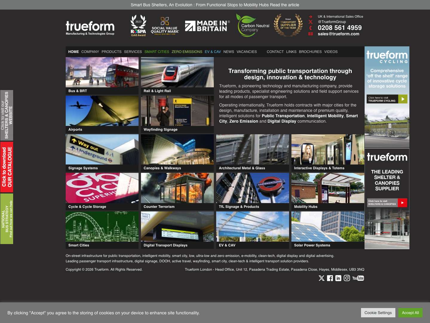 Shelters, Signage, Digital Kiosks & Street Furniture | Trueform - Full Screenshot