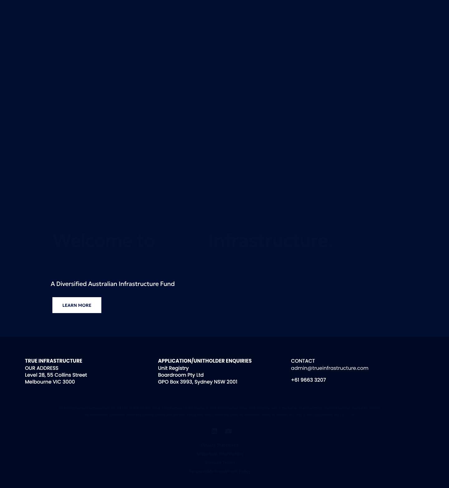 TRUE Infrastructure – A specialist Australian infrastructure funds management company - Full Screenshot