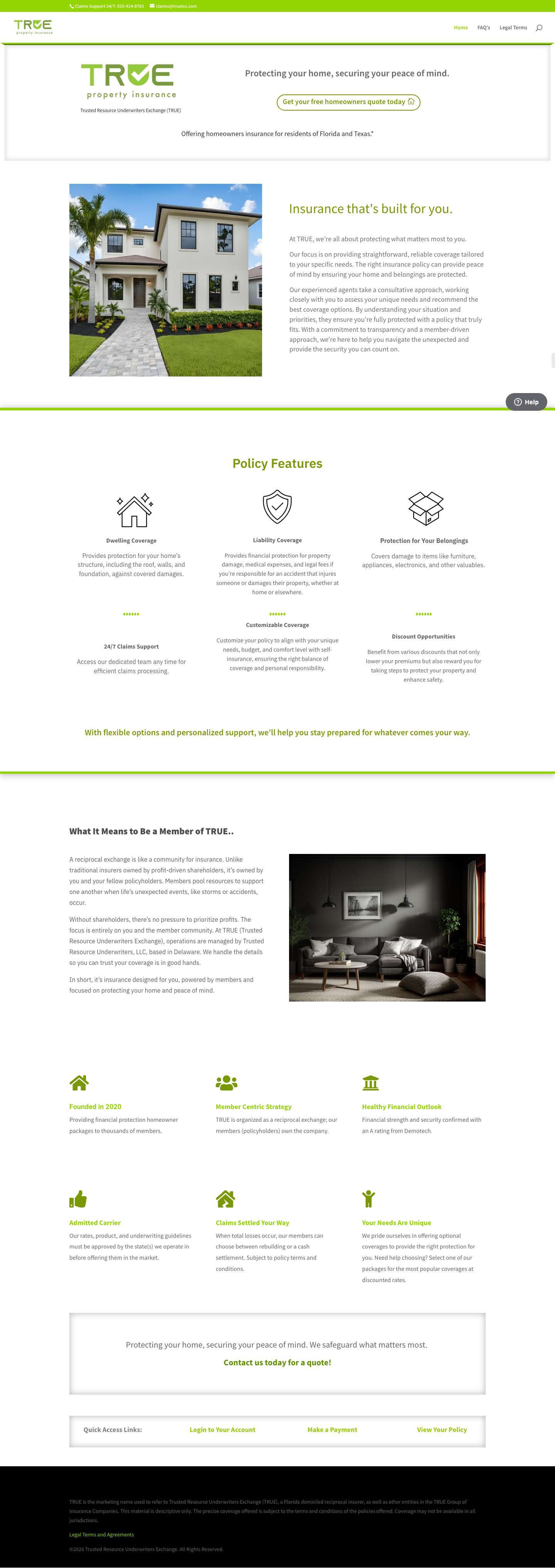 Home - TRUE Property Insurance - Full Screenshot