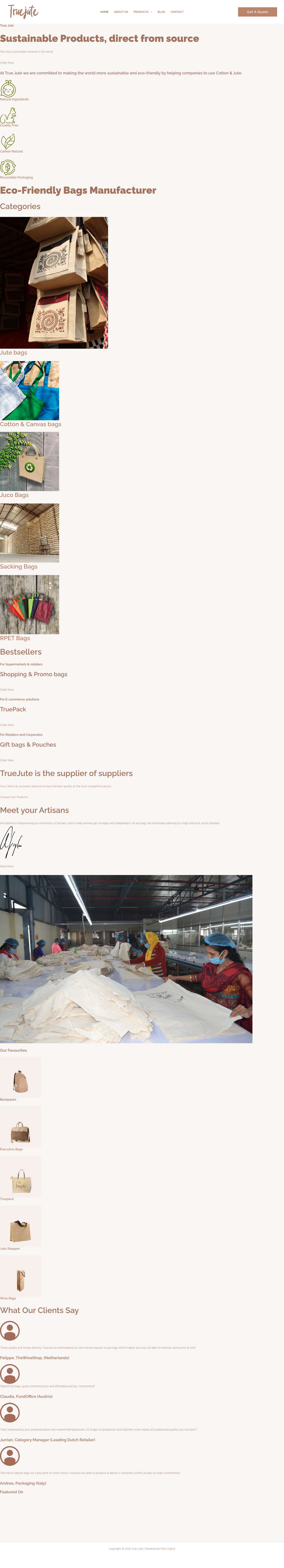 Order Eco-Friendly Bags | Eco-Friendly Bags Manufacturer | Order Bulk Eco-Friendly Bags - True Jute - Full Screenshot