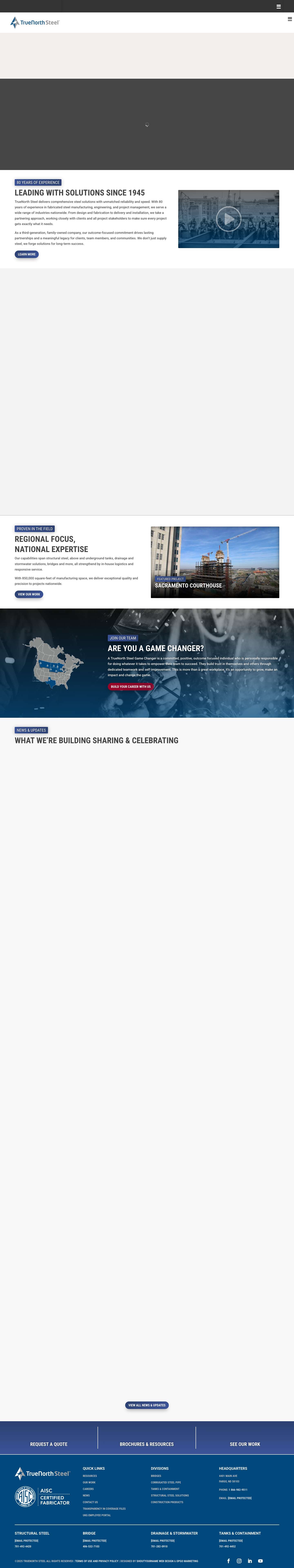 TrueNorth Steel | Fabricated Steel Solutions and Manufacturing - Full Screenshot