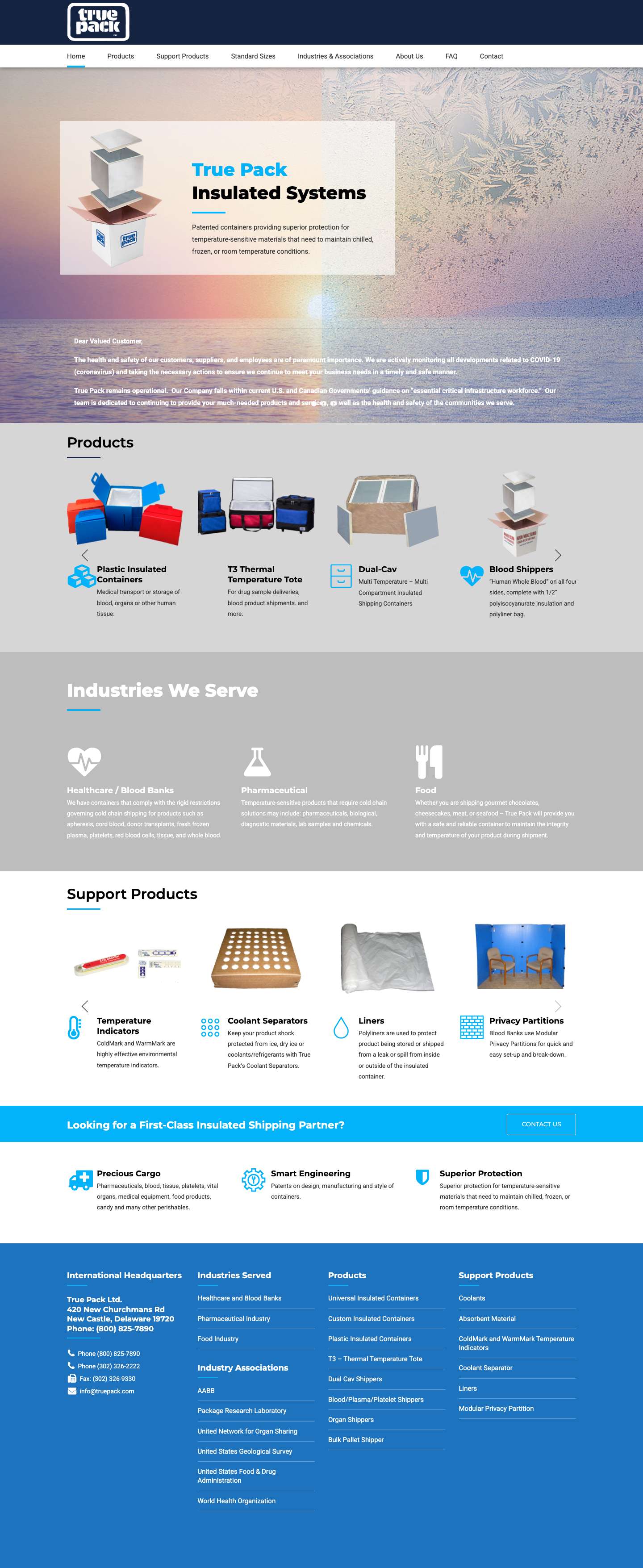 True Pack Ltd. – Insulated Shipping Systems – The Box with a Silver Lining - Full Screenshot