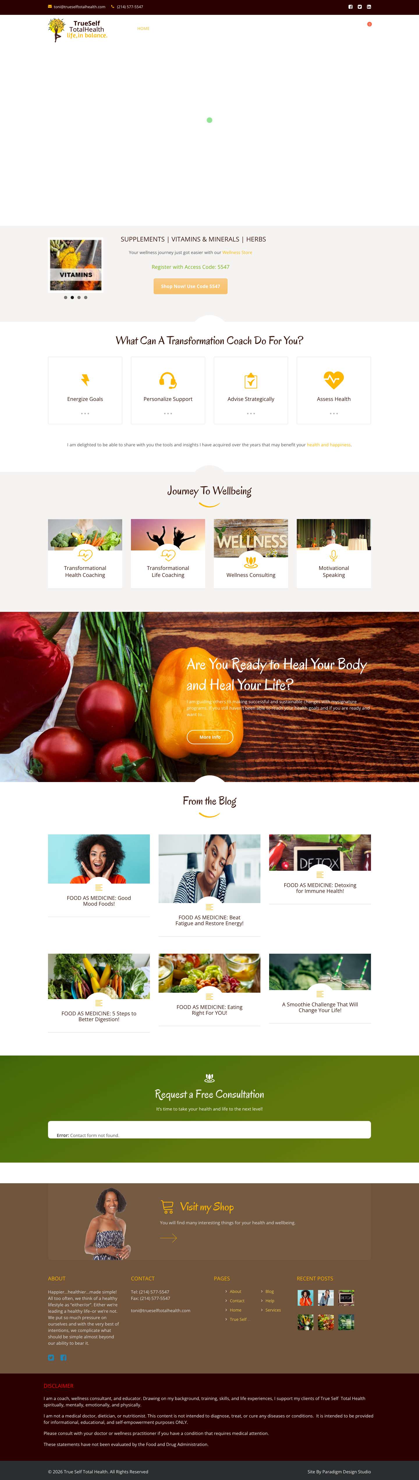 Home - True Self Total Health - Full Screenshot