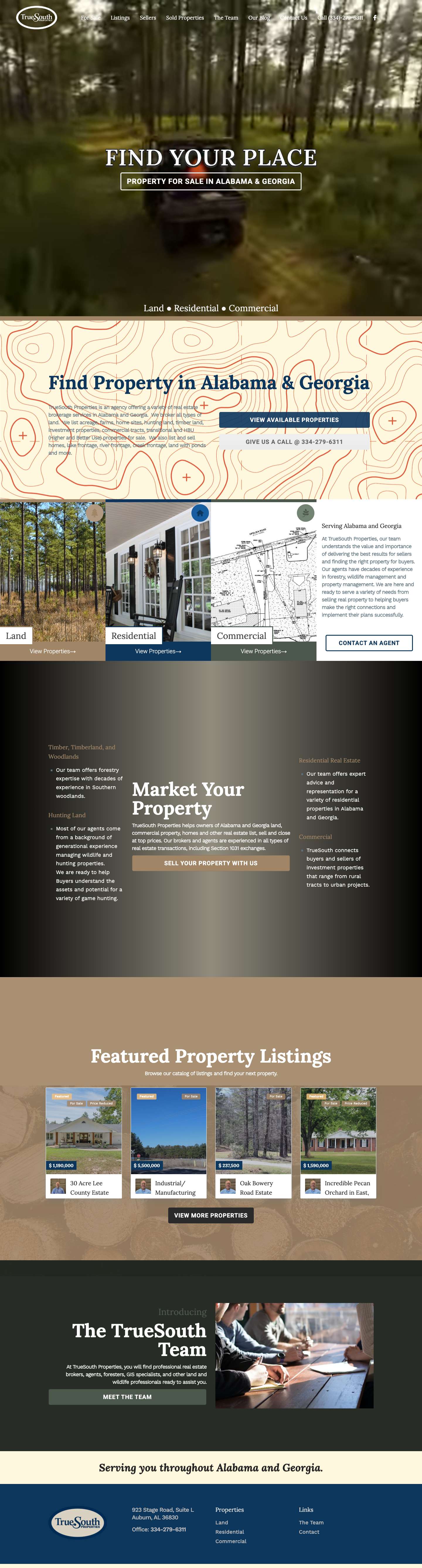 True South – Land for Sale in Georgia and Alabama - Full Screenshot