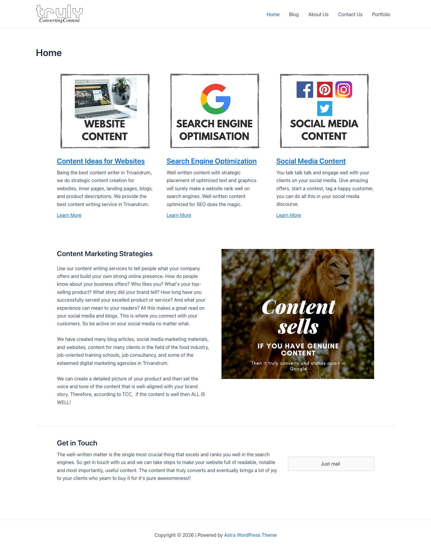 Creative Content Writer in Trivandrum| Content Marketing - Full Screenshot