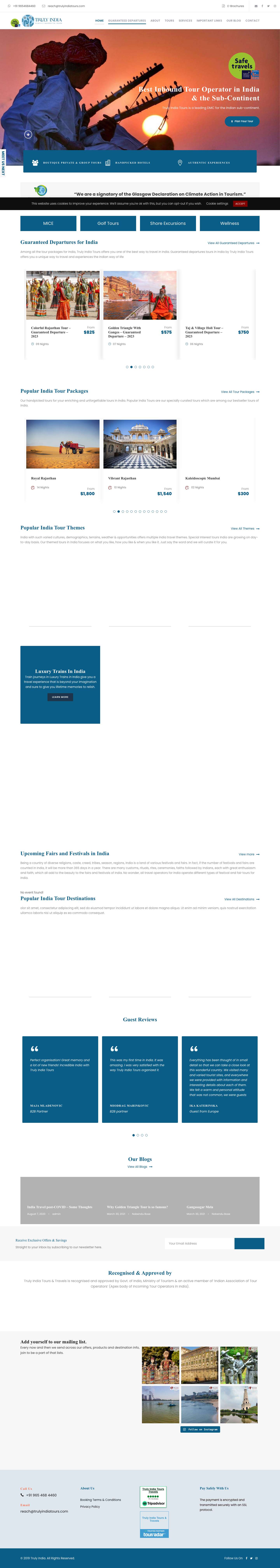 Inbound Tour Operator In India-Truly India Tours : DMC for India - Full Screenshot