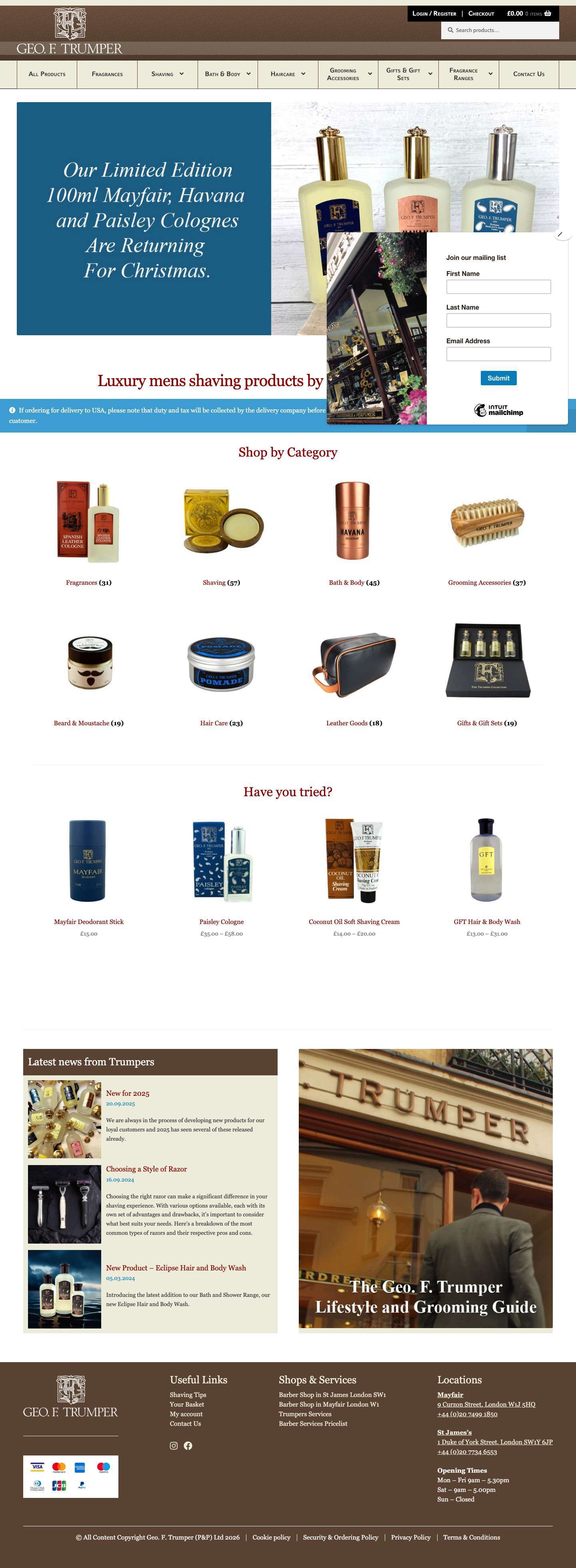 Luxury Mens Shaving Products | Mens Grooming | Geo. F. Trumper - Full Screenshot