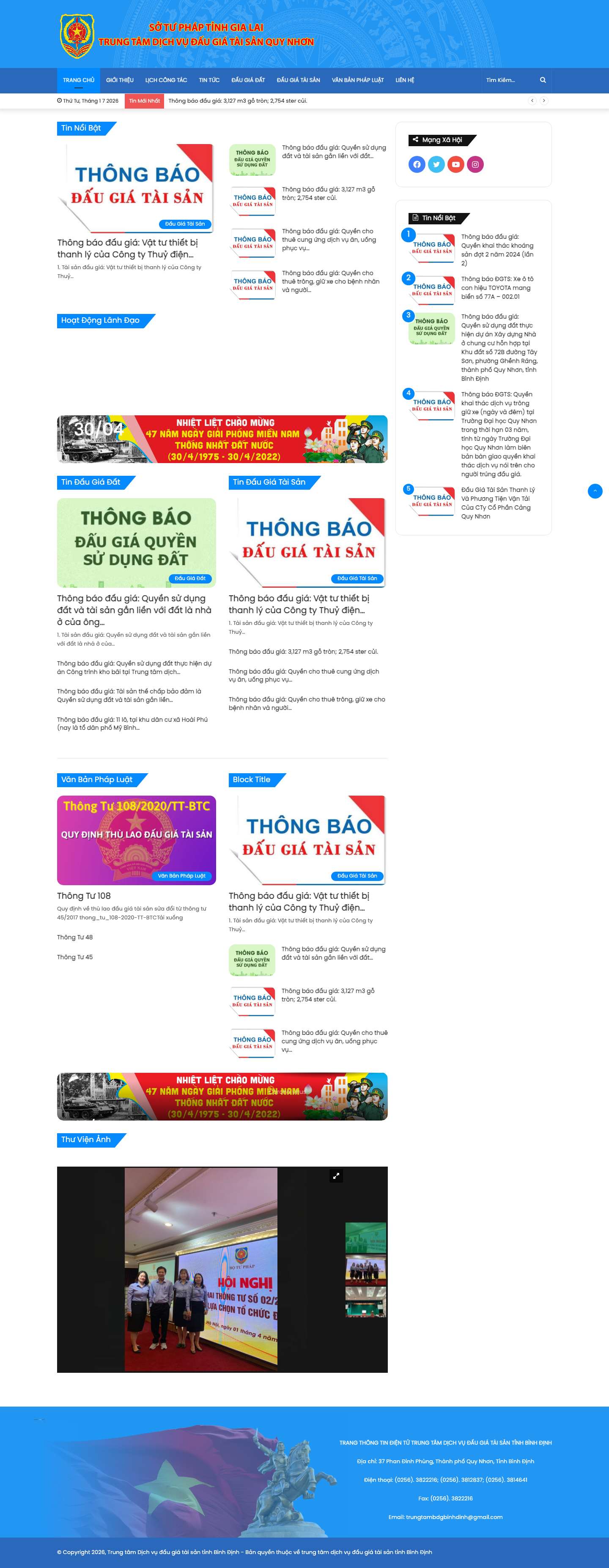 Trung tâm dịch vụ đấu giá tài sản tỉnh Bình Định - Full Screenshot