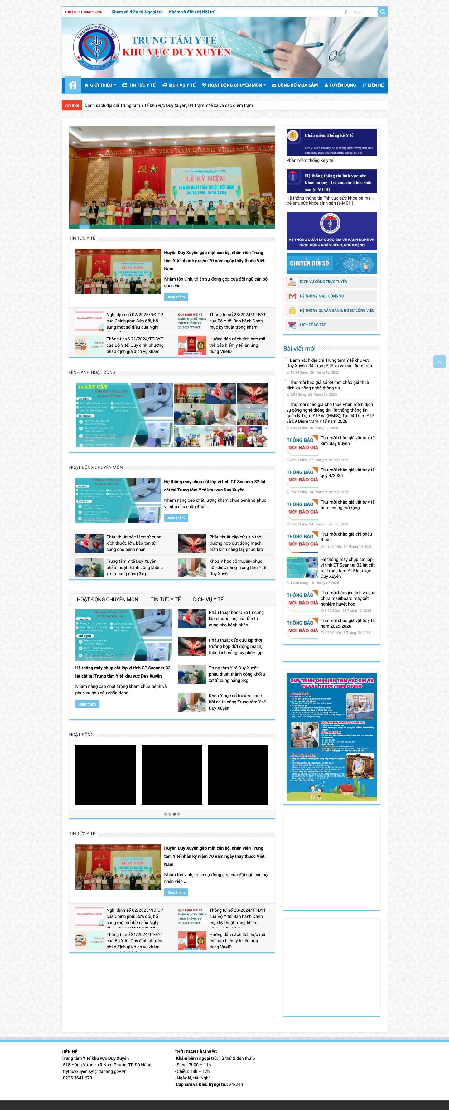 Cổng thông tin điện tử Trung tâm Y tế khu vực Duy Xuyên - Full Screenshot