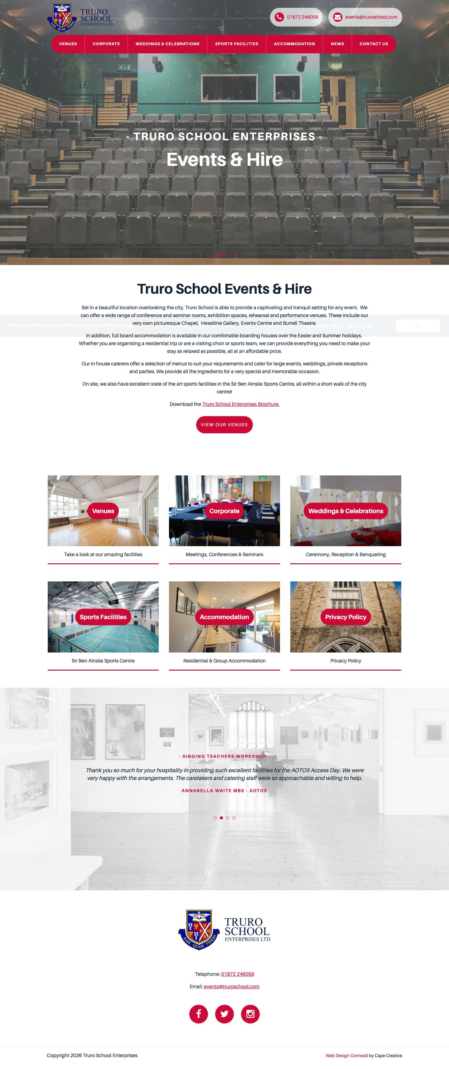 Homepage - Truro School Enterprises : Truro School Enterprises - Full Screenshot