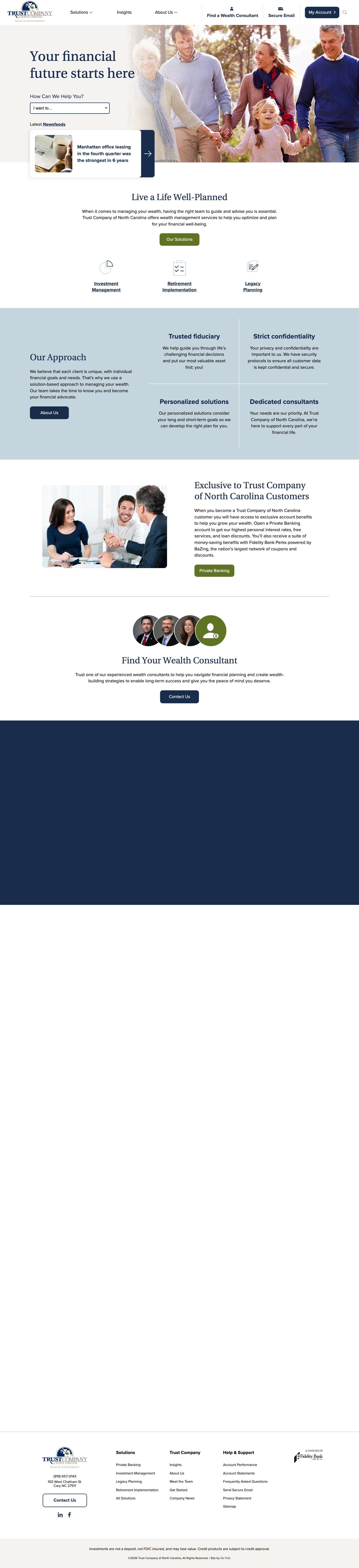 Wealth Management and Planning - Trust Company of North Carolina - Full Screenshot