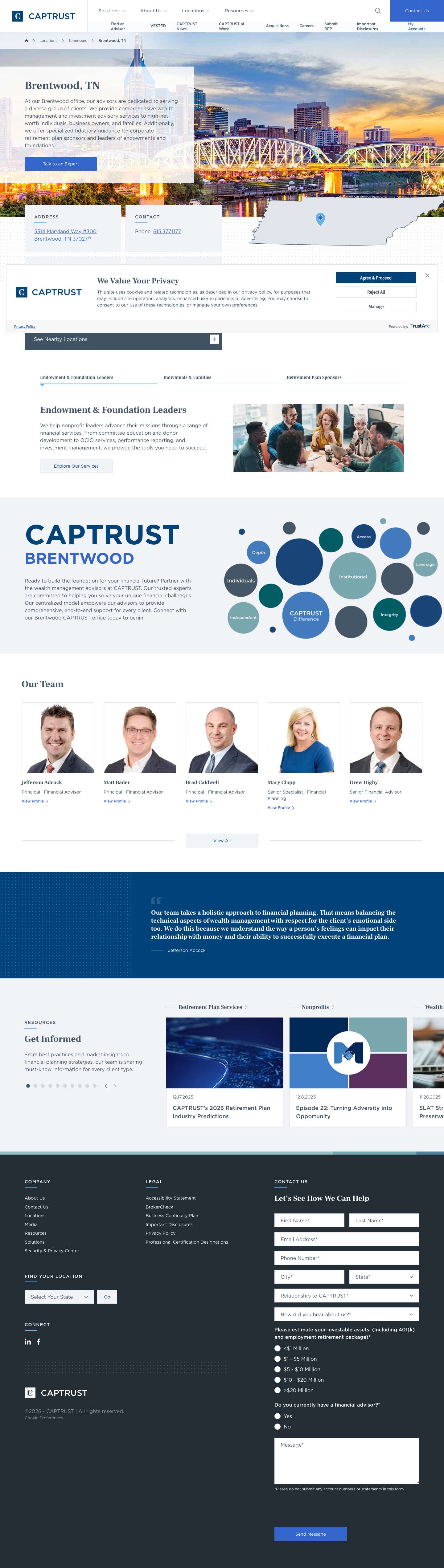 Financial Advisors Brentwood TN | Nonprofit | WealthCAPTRUSTCloseCloseCloseCAPTRUST - Full Screenshot