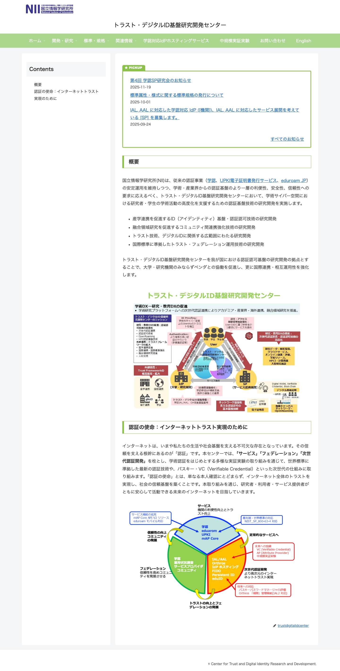 国立情報学研究所 トラスト・デジタルID基盤研究開発センター - Full Screenshot