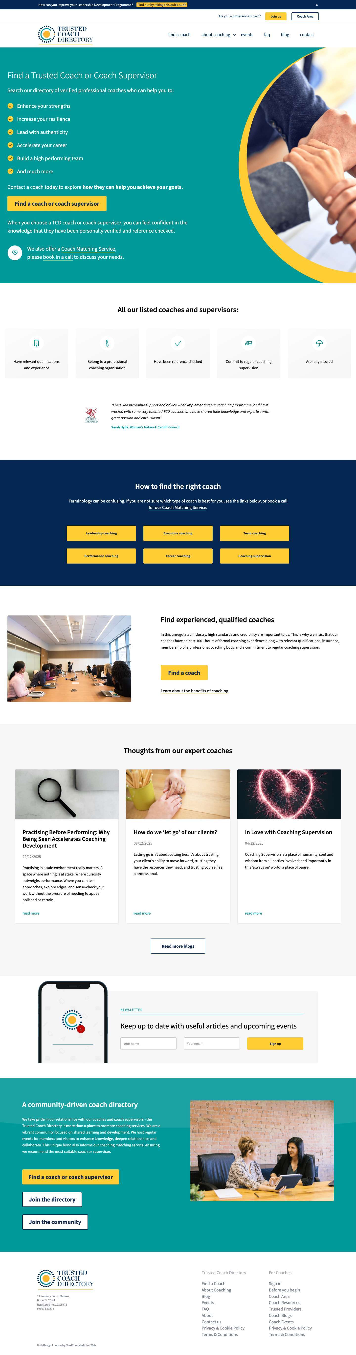 Coaching Directory | Find a Coach | Trusted Coach Directory - Full Screenshot