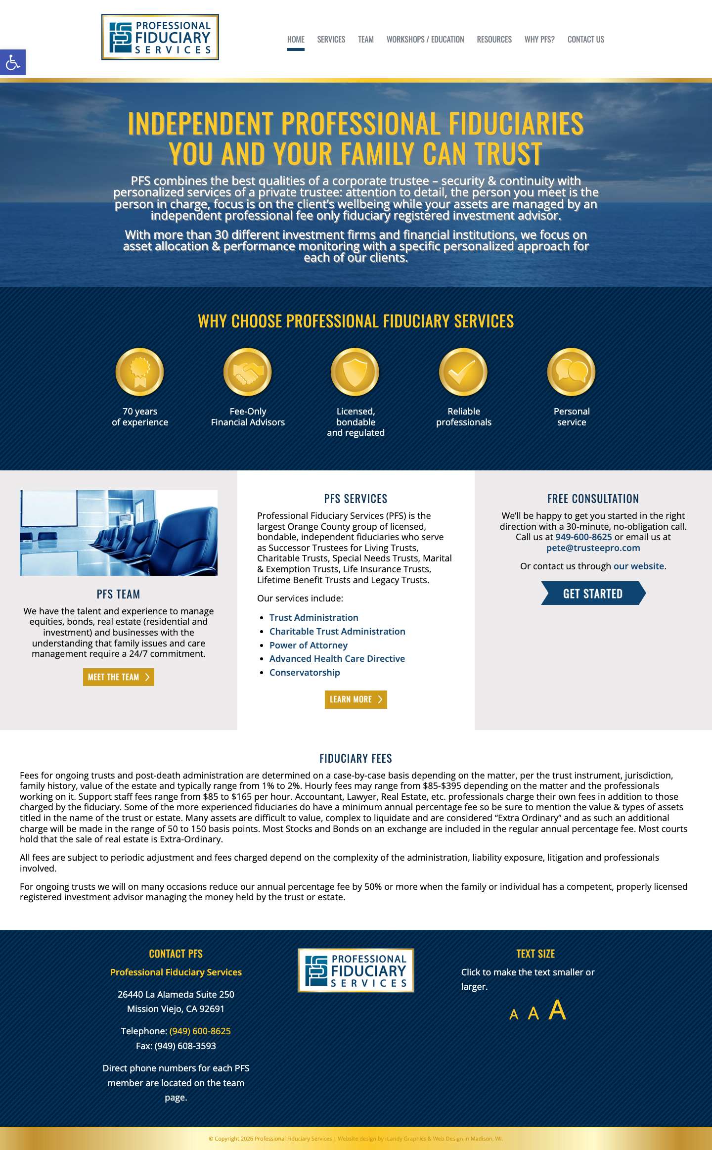 Professional Fiduciary Services (PFS) | Trustworthy and Independent - Full Screenshot