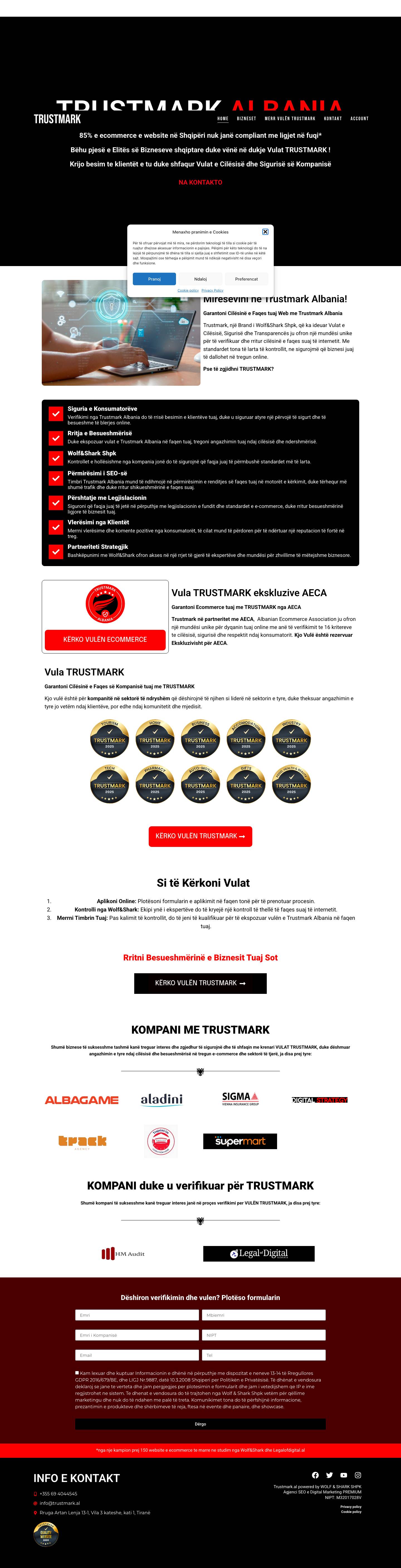 Vula cilësie e sigurie për ecommerce e website - Trustmark - Full Screenshot