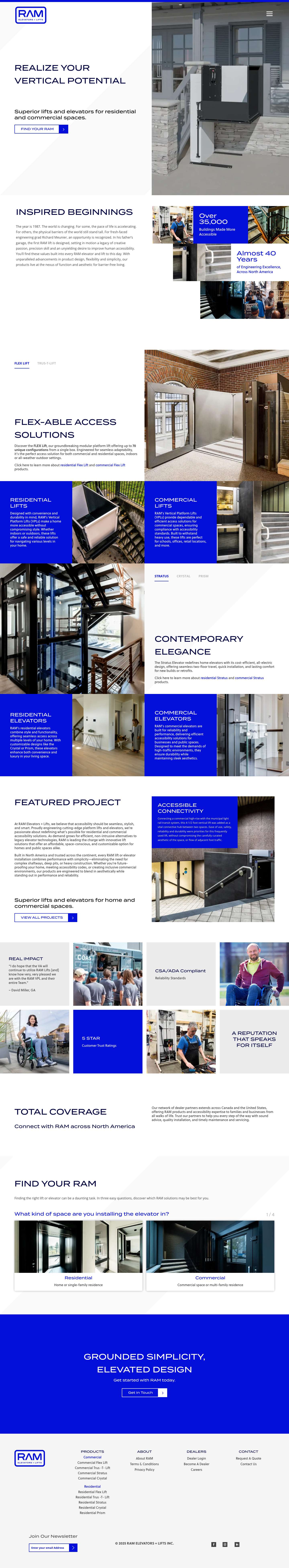 Residential and Commercial Elevators and Lifts - RAM Elevators - Full Screenshot