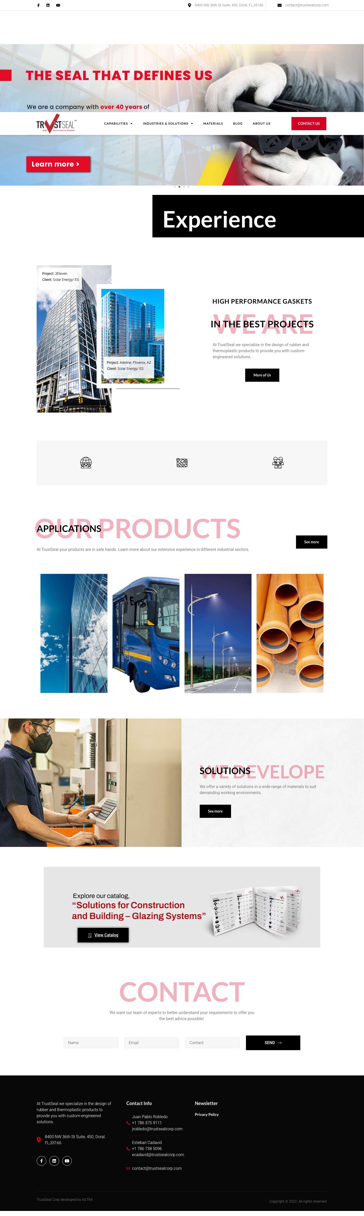 TrustSealCorp | High Performance Gaskets - Full Screenshot