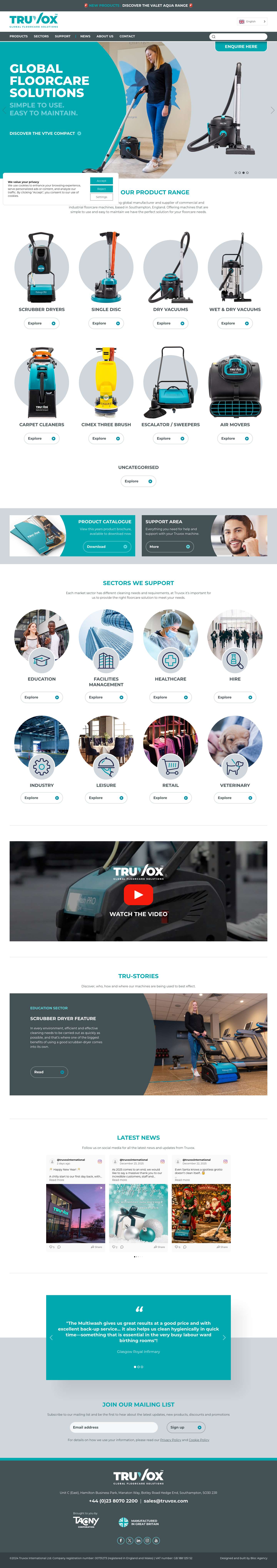 Truvox Global Floorcare Solutions | Commercial and industrial floorcare machinesFacebookLinkedInInstagramYouTube - Full Screenshot