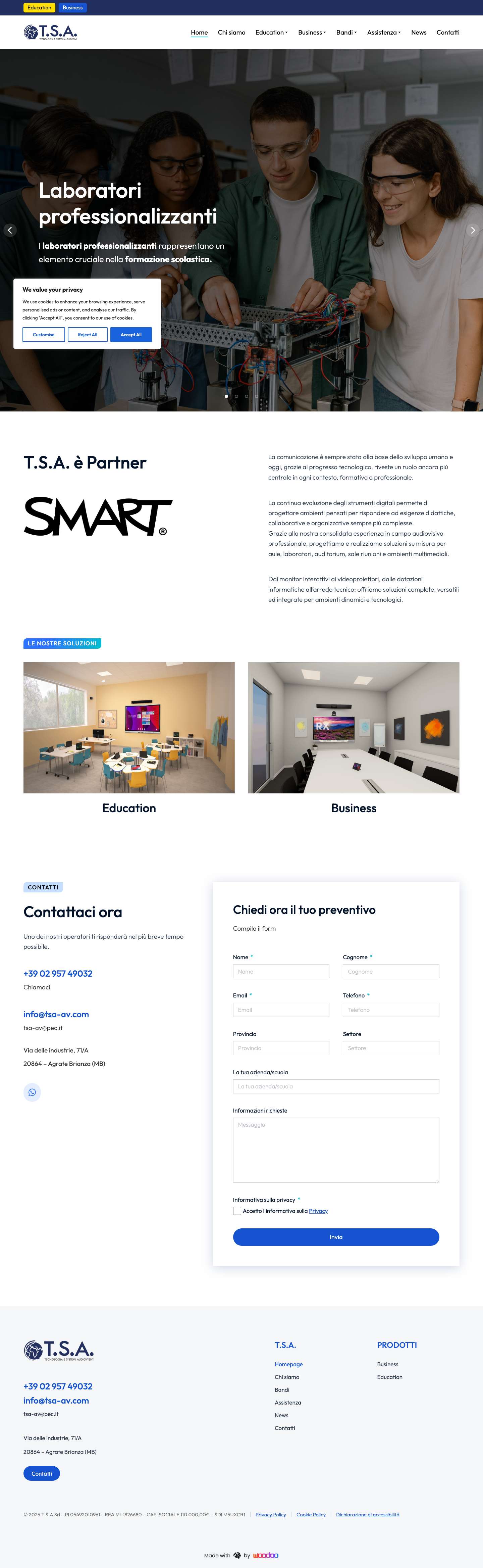 Homepage - T.S.A. Tecnologia & Sistemi Audiovisivi - Full Screenshot