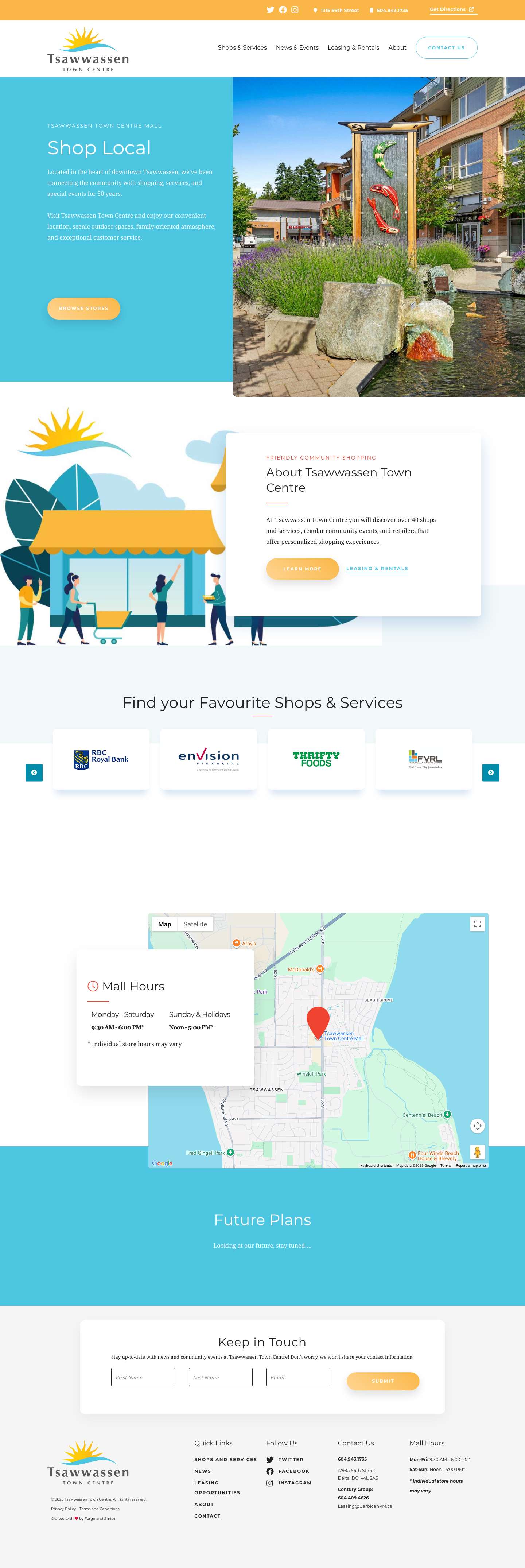 Local Tsawwassen Shopping Mall | Tsawwassen Town Centre - Full Screenshot