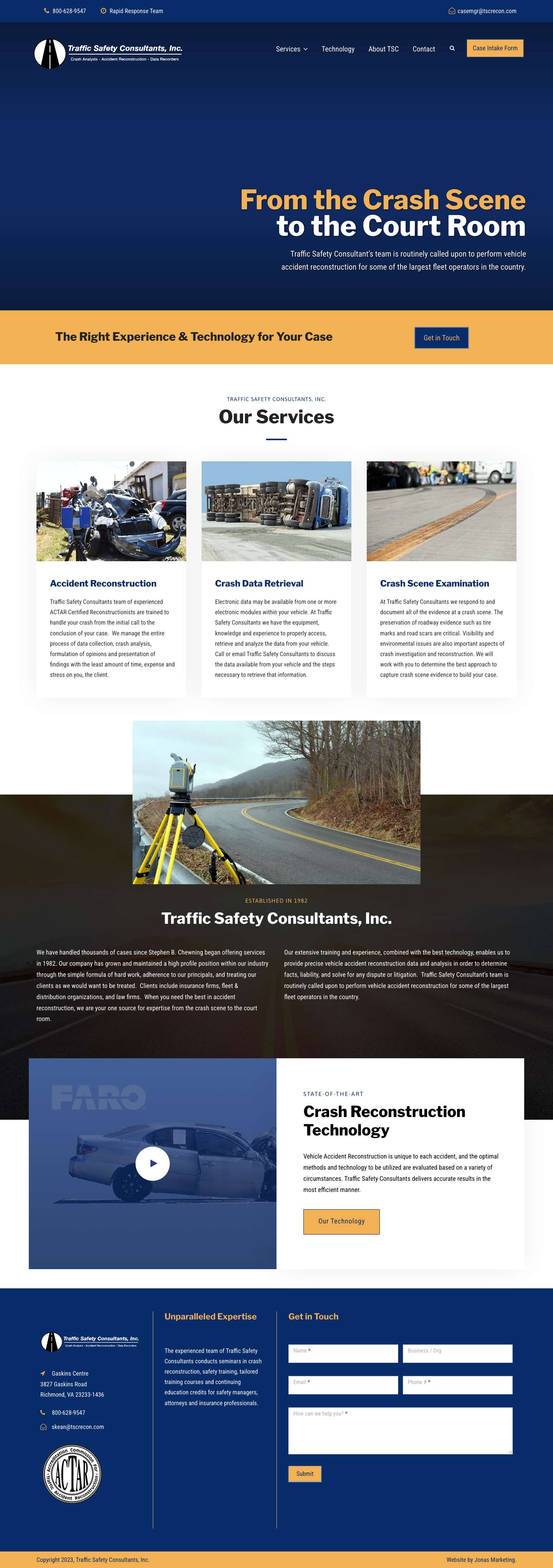 Traffic Safety Consultants, Inc. | Accident Reconstruction, Crash Scene Analysis & Data Retrieval - Full Screenshot