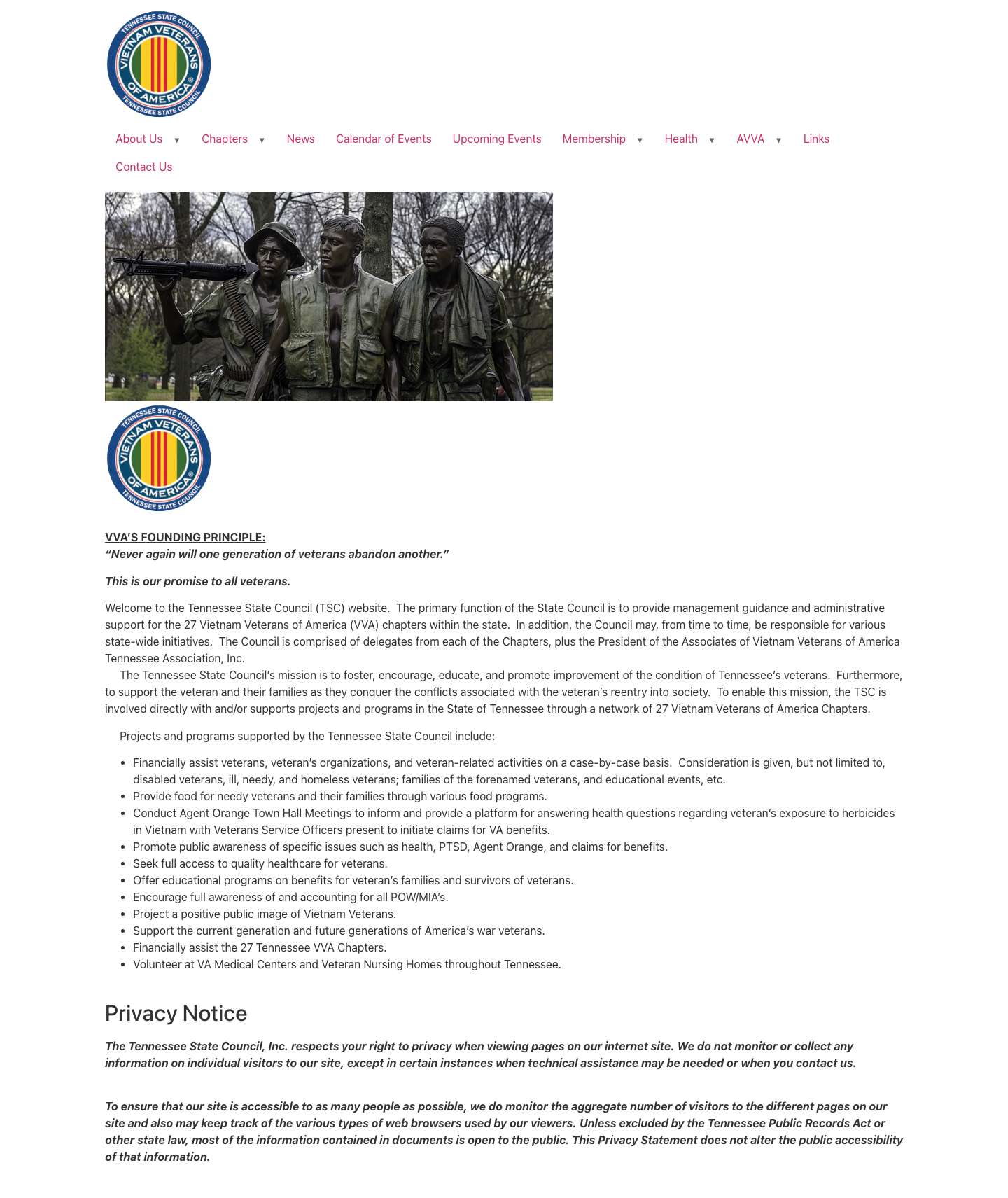 Tennessee State Council – Vietnam Veterans of America, Inc. - Full Screenshot