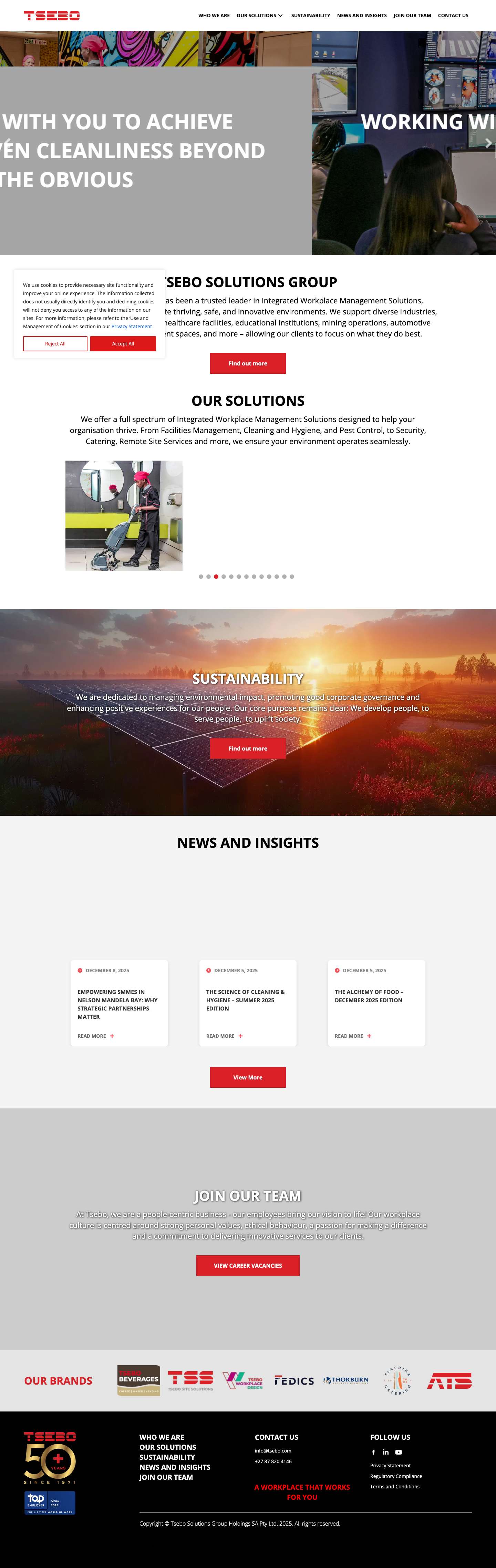 Shaping Environments | Tsebo Solutions Group - Full Screenshot