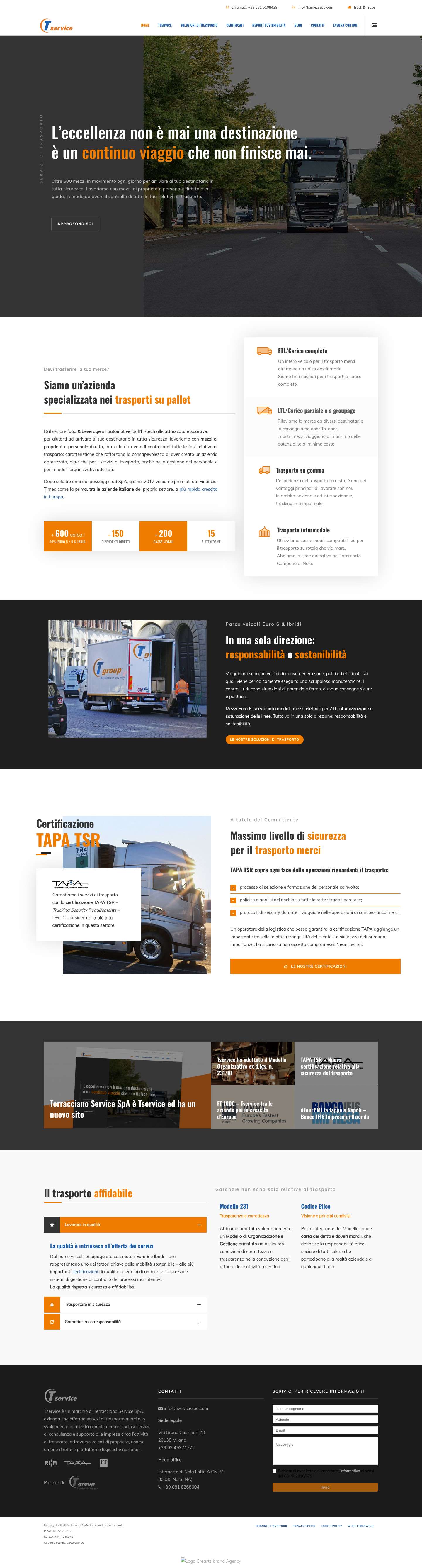Tservice | Trasporto merci, carichi completi, groupage - Full Screenshot