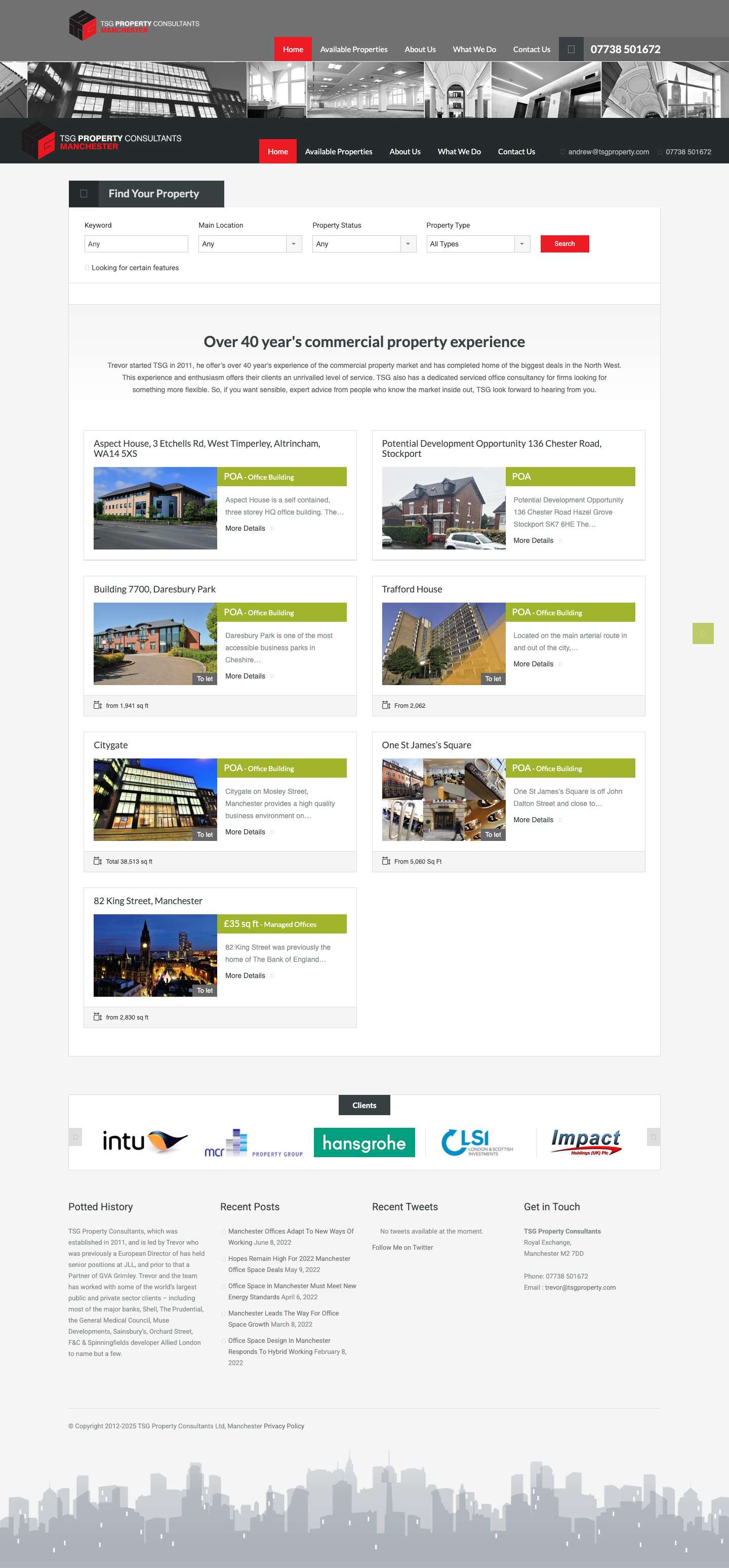 Manchester City Centre Office Space, TSG Property Consultants - Full Screenshot