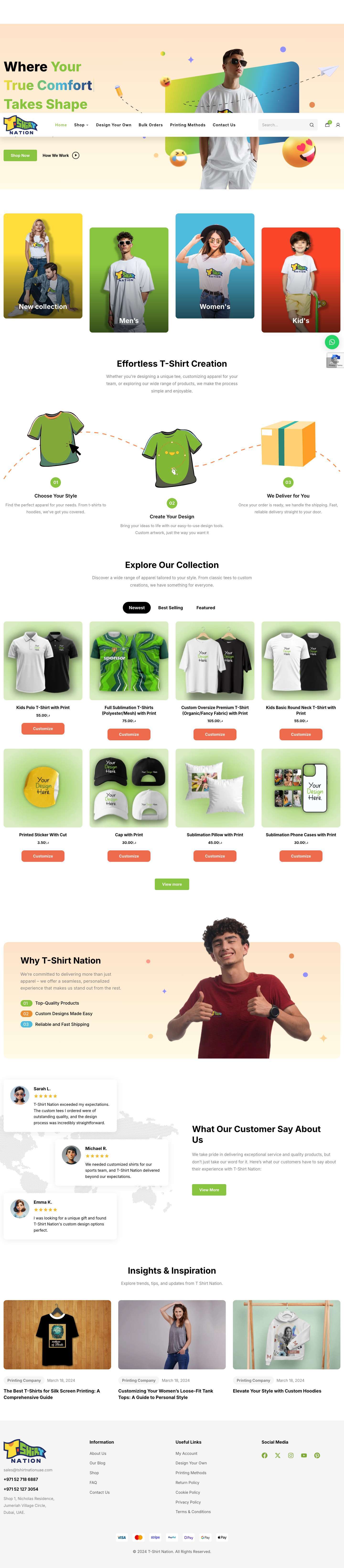 T-Shirt Nation UAE - Custom T-Shirts UAE | Quality Printing - Full Screenshot