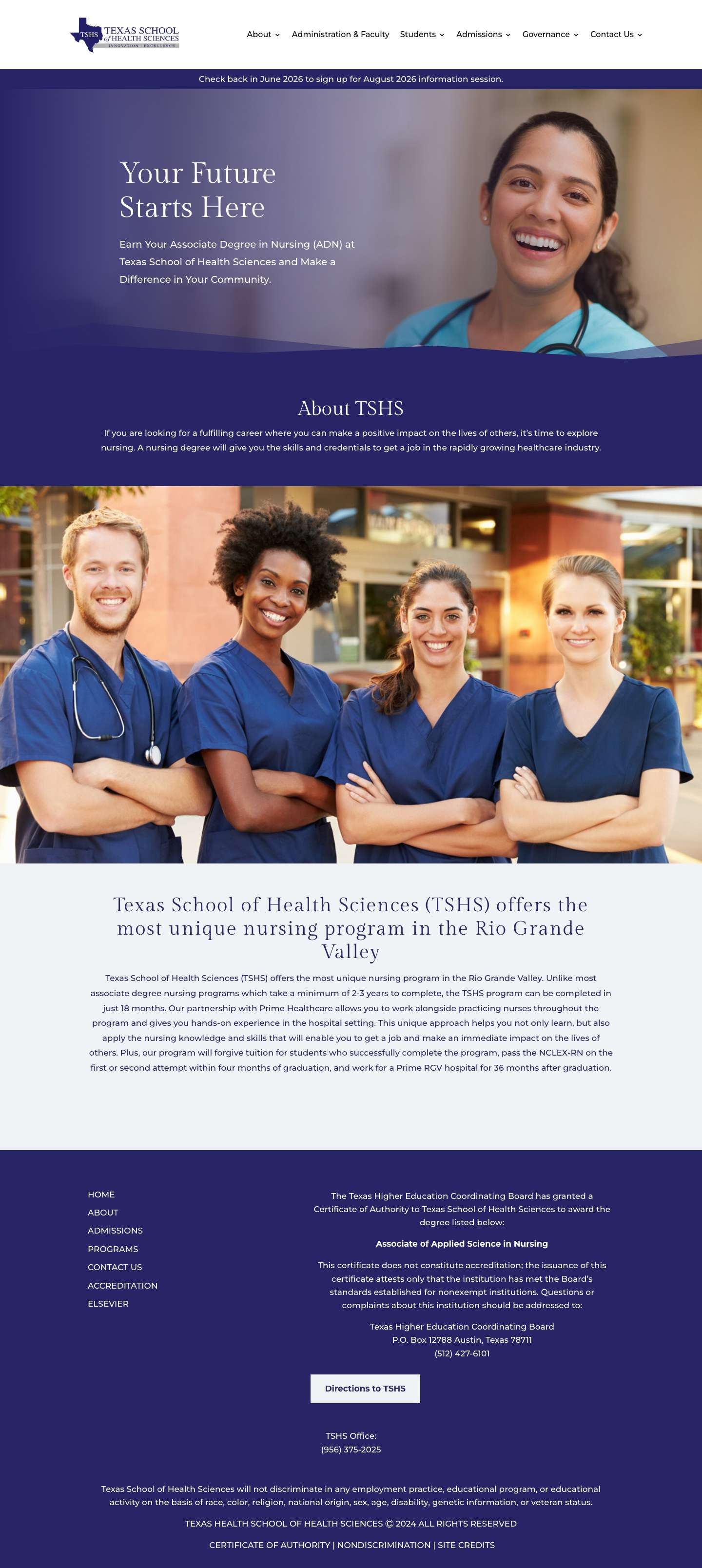 HOME - Texas School of Health Sciences - Full Screenshot