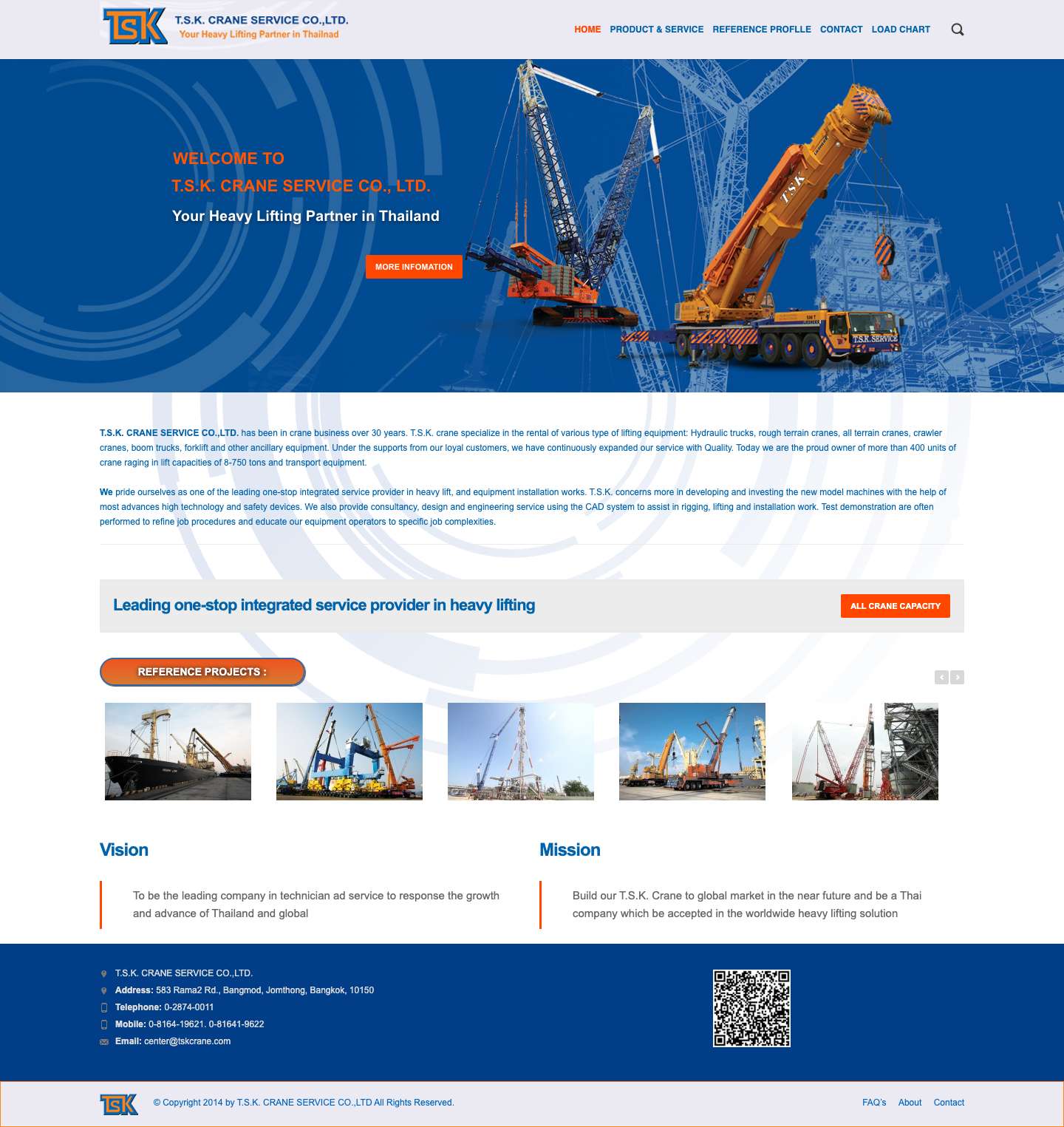 T.S.K. CRANE SERVICE CO.,LTD. | Your Heavy Lifting Partner in Thailand - Full Screenshot