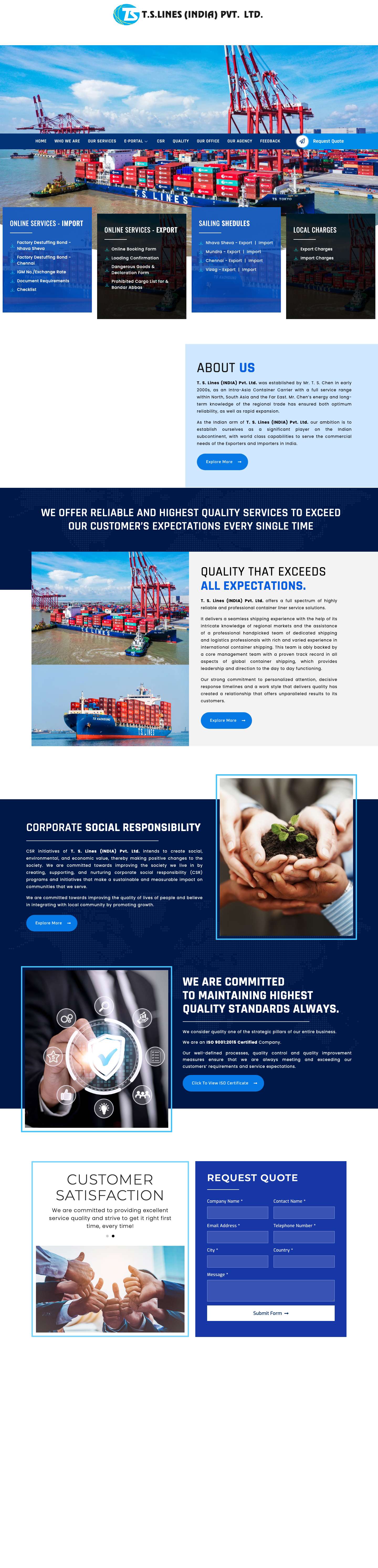T.S. Lines (India) Pvt. Ltd. – We offer reliable and highest quality services to exceed our customer’s expectations every single time - Full Screenshot