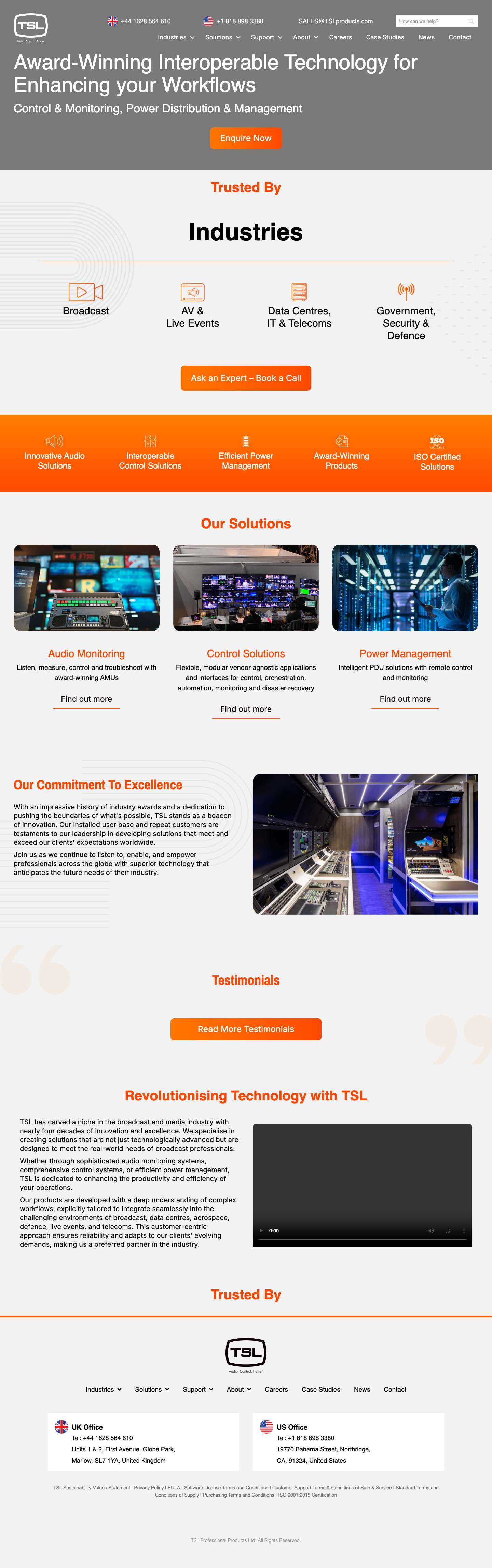 TSL | Interoperable, Vendor-Agnostic Broadcast Solutions - Full Screenshot