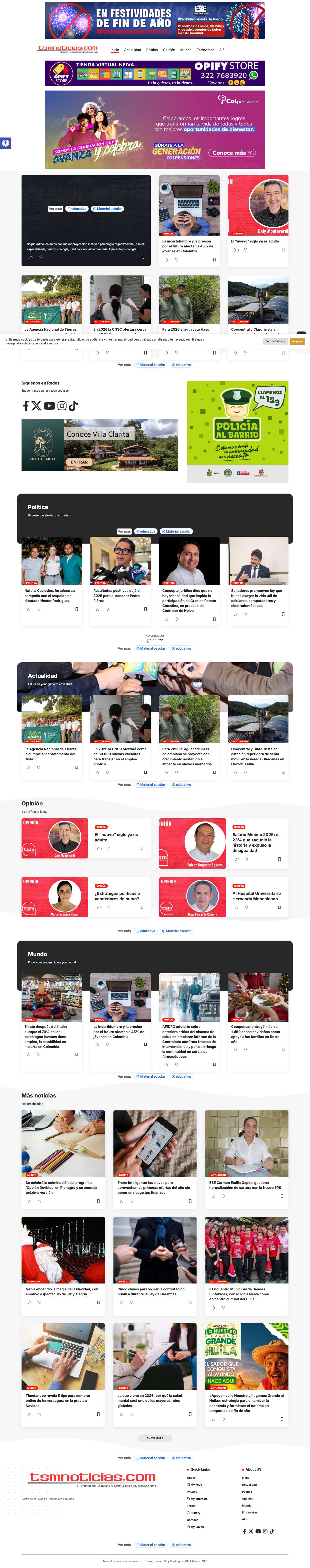 Inicio - TSM NoticiasHerramientas de accesibilidadAumentar textoDisminuir textoEscala de grisesAlto contrasteContraste negativoFondo claroSubrayar enlacesFuente legibleRestablecer - Full Screenshot