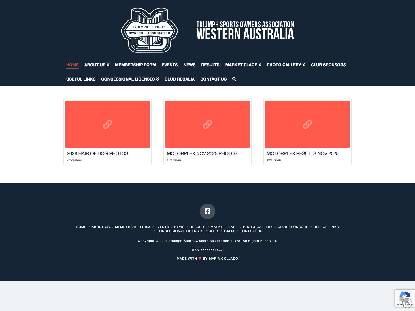 TSOA | Triumph Sports Owners Association of WA - Full Screenshot