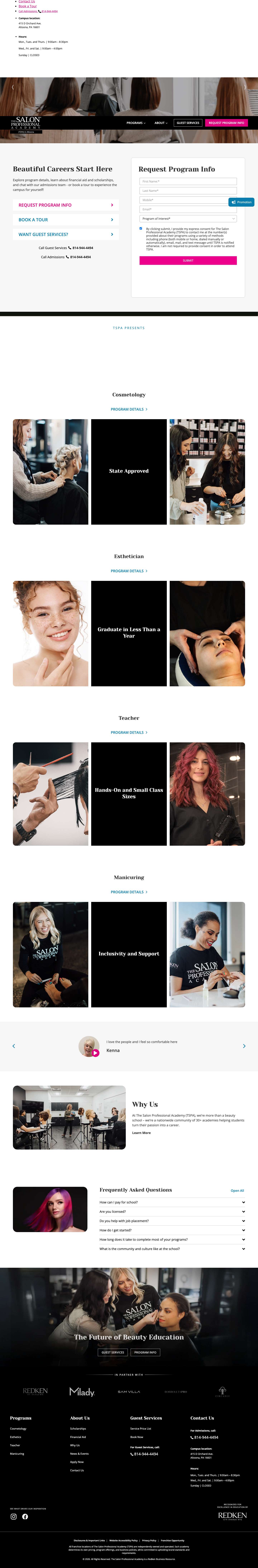 The Salon Professional Academy | Altoona, PA | Cosmetology, Esthetician & Nail Tech School - Full Screenshot