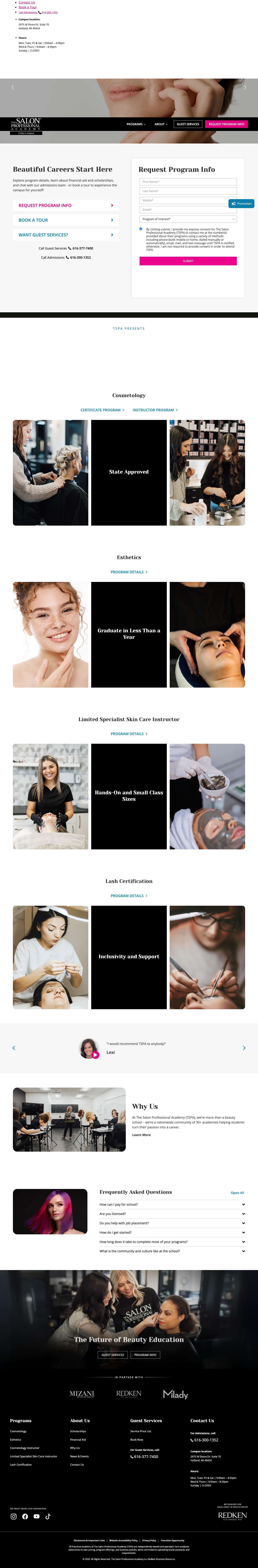 The Salon Professional Academy of Holland | Holland, MI | Beauty, Cosmetology School - Full Screenshot