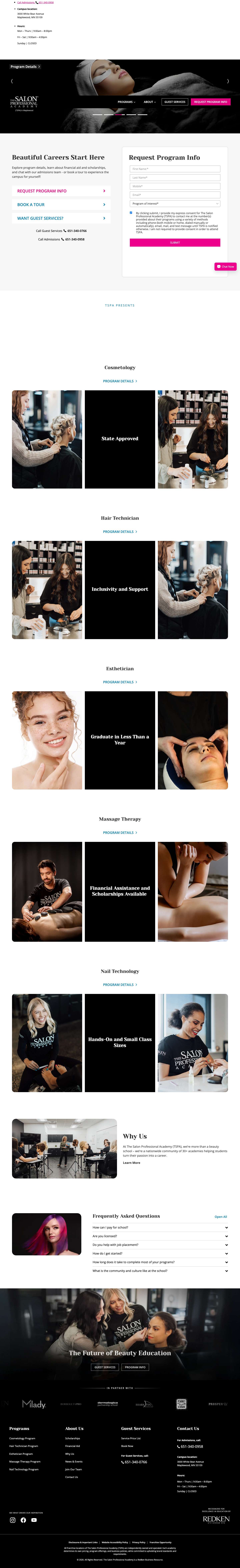 The Salon Professional Academy | Premier Beauty School in Maplewood, MN - Full Screenshot