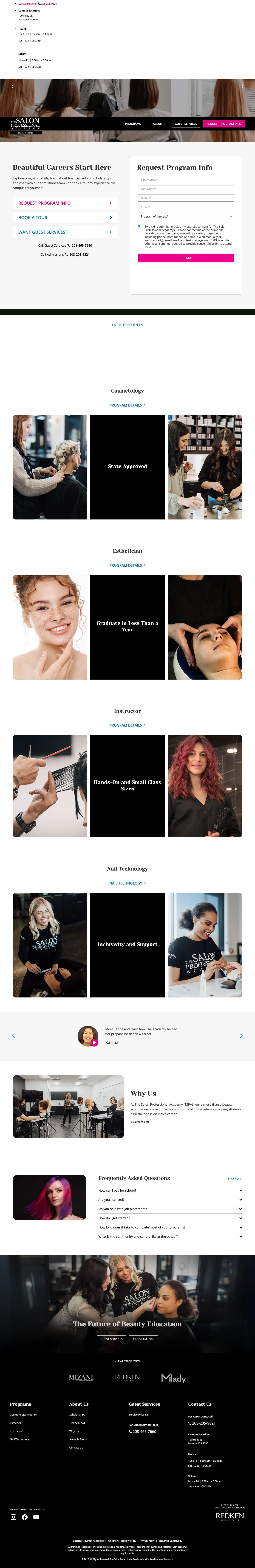 Cosmetology School | Nail School | Hair Color & Cuts | Nampa, ID | The Salon Professional Academy Nampa - Full Screenshot
