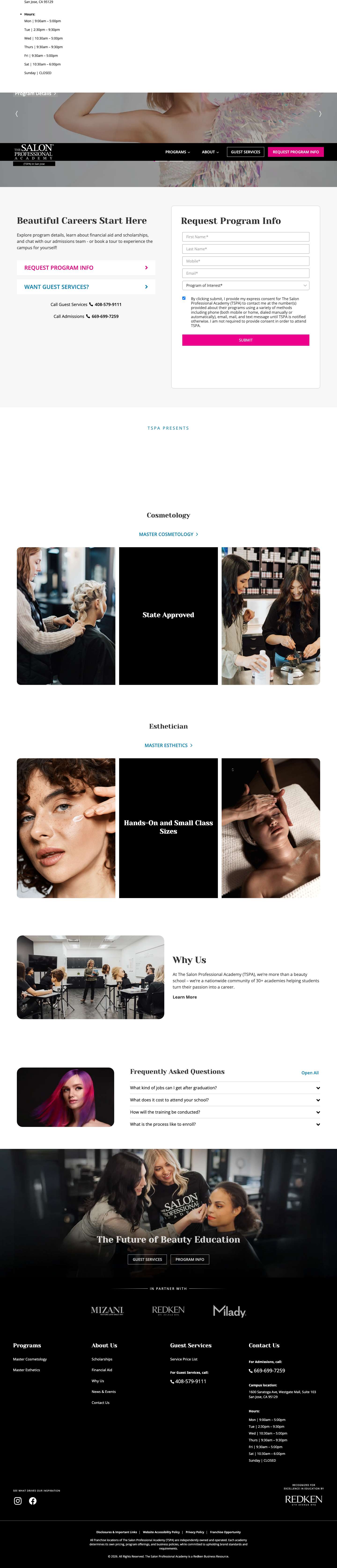 Beauty School in San Jose | The Salon Professional Academy - Full Screenshot