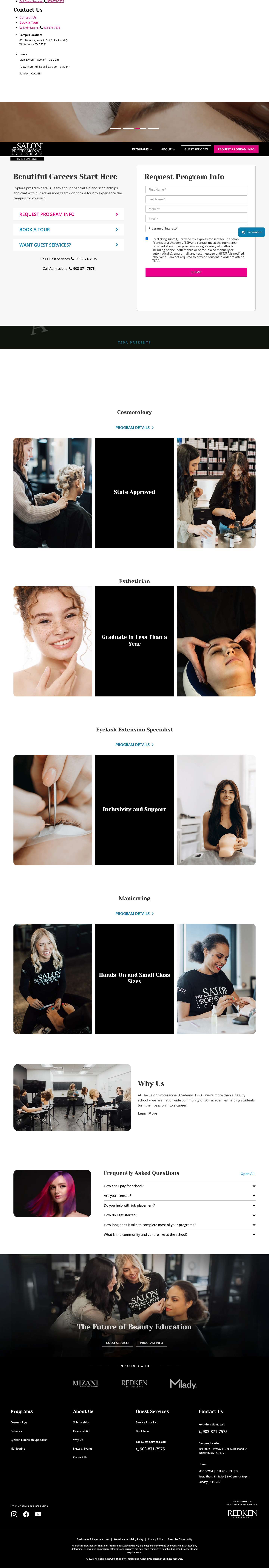 The Salon Professional Academy | Premier Beauty School in Whitehouse, TX - Full Screenshot