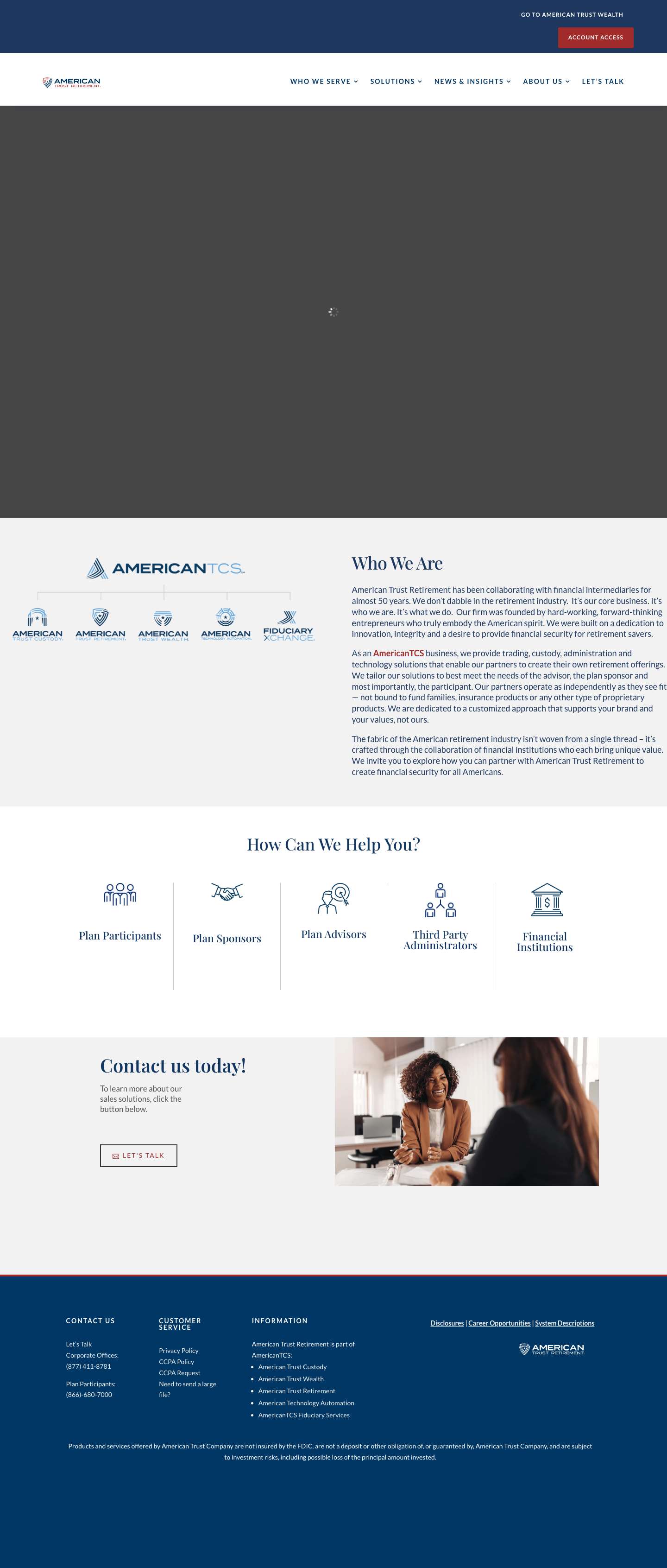 Retirement Services & Solutions - American Trust Retirement - Full Screenshot