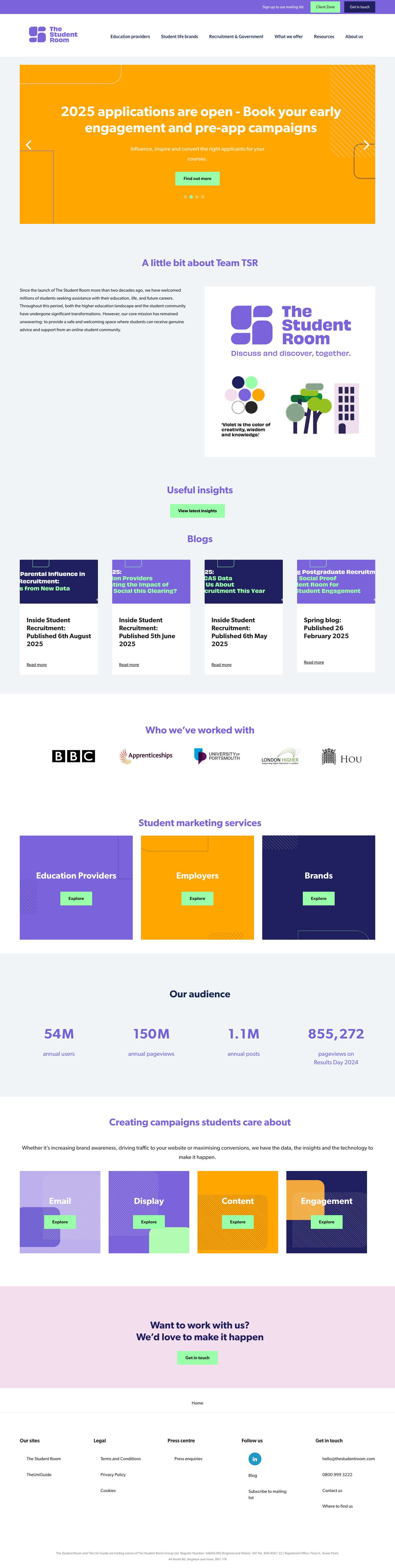 The Student Room | Effective student marketing solutions - Full Screenshot