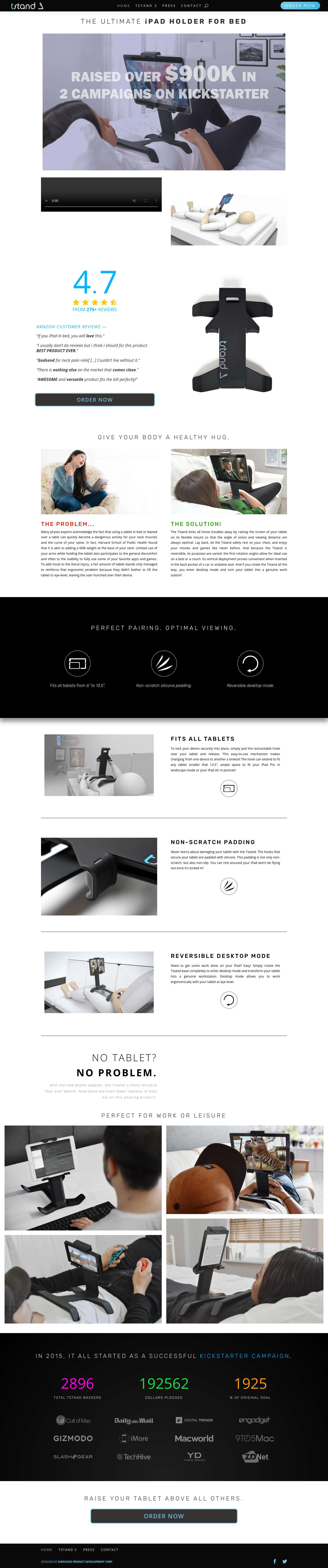 TSTAND — the ultimate iPad holder for bed and reversible tablet stand - Full Screenshot