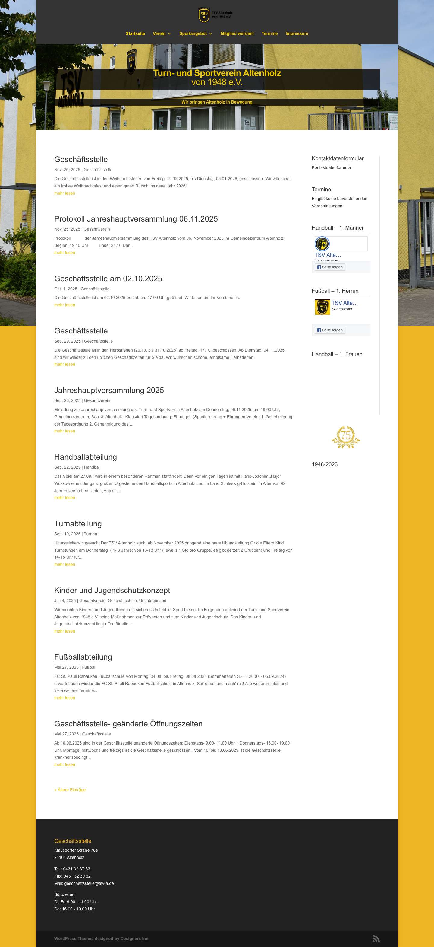Turn- und Sportverein Altenholz von 1948 e.V. | Wir bringen Altenholz in Bewegung - Full Screenshot