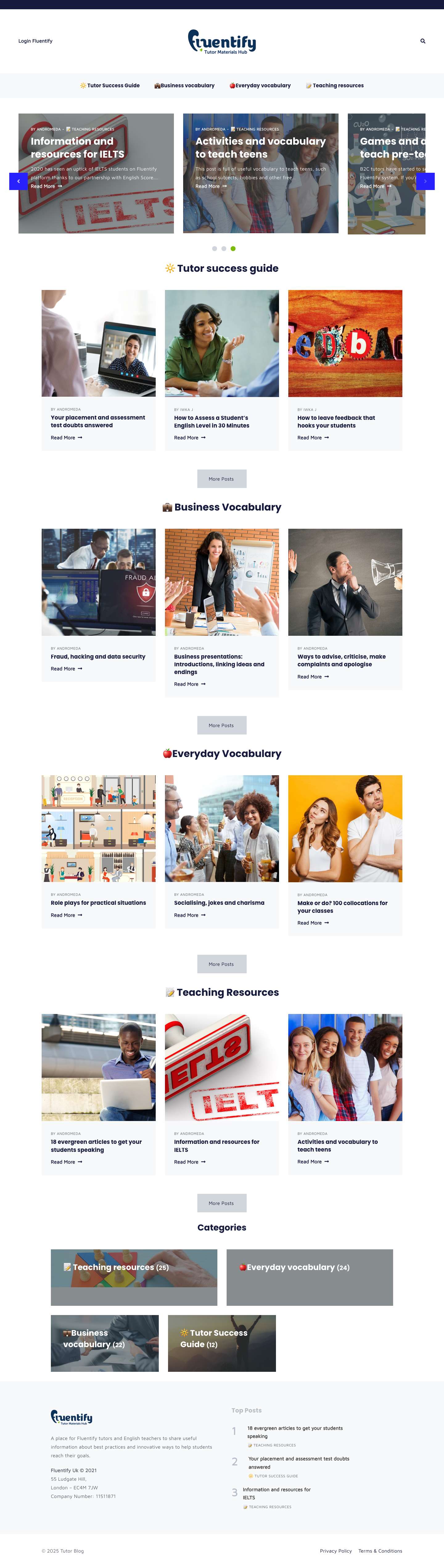 Tutor Blog – A place for Fluentify tutors and English teachers to share useful information about best practices and innovative ways to help students reach their goals. - Full Screenshot