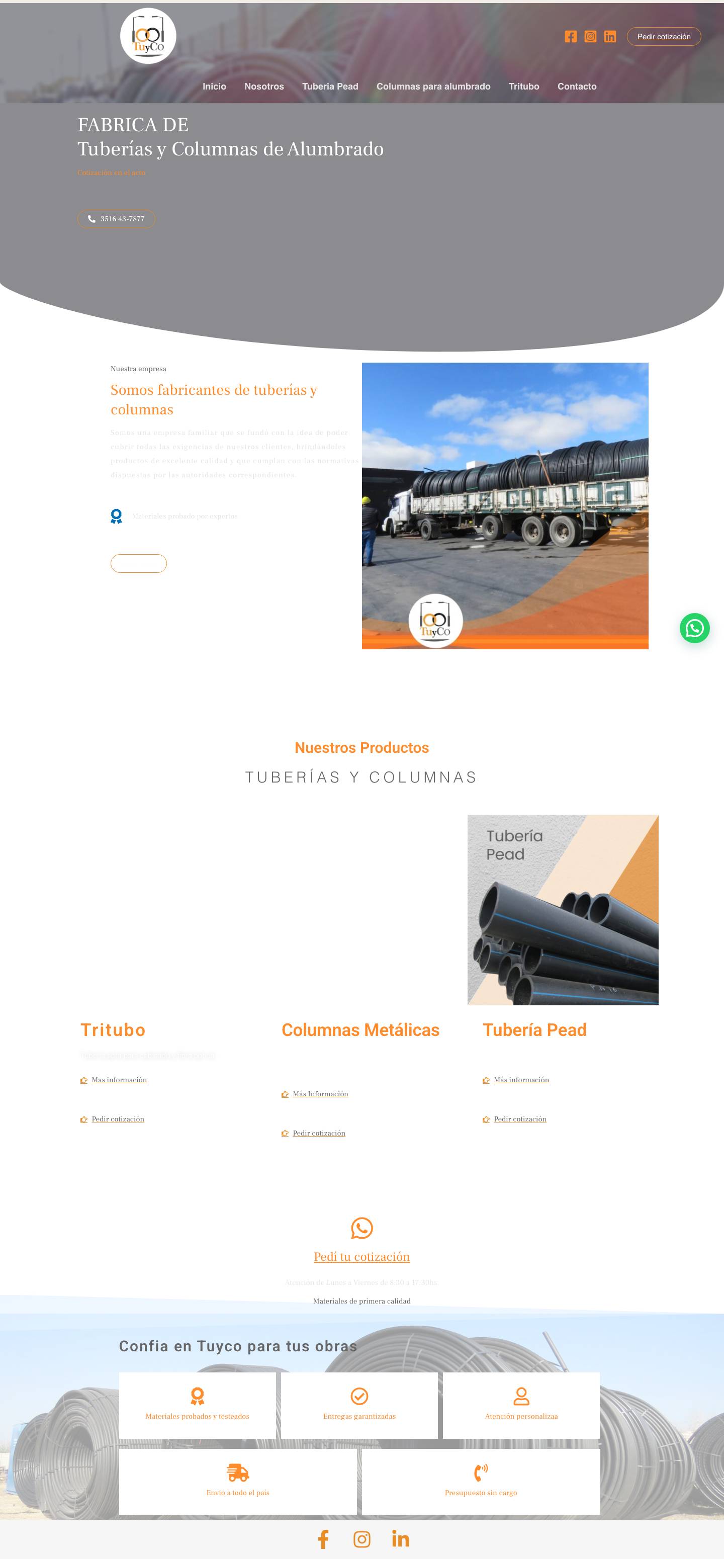 Tuyco – fabricante de tubos y columnas - Full Screenshot